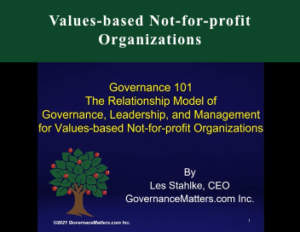 The Relationship Model of Governance 101 for Values-based Not-for-profit Organizations