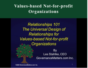 Universal Design of Relationships 101 for Values-based Not-for-profit Organizations
