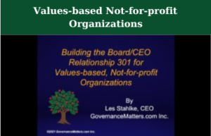 Building the Board-CEO Relationship 301 for Values-based Not-for-profit Organizations
